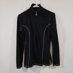 Goode Rider Womens Quarter Zip Sweater Size Small Equestrian Horse Black 1/4 Zip